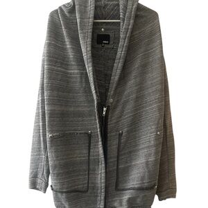 Aritzia Wilfred Free Rousseau Gray Hooded Sweater Jacket